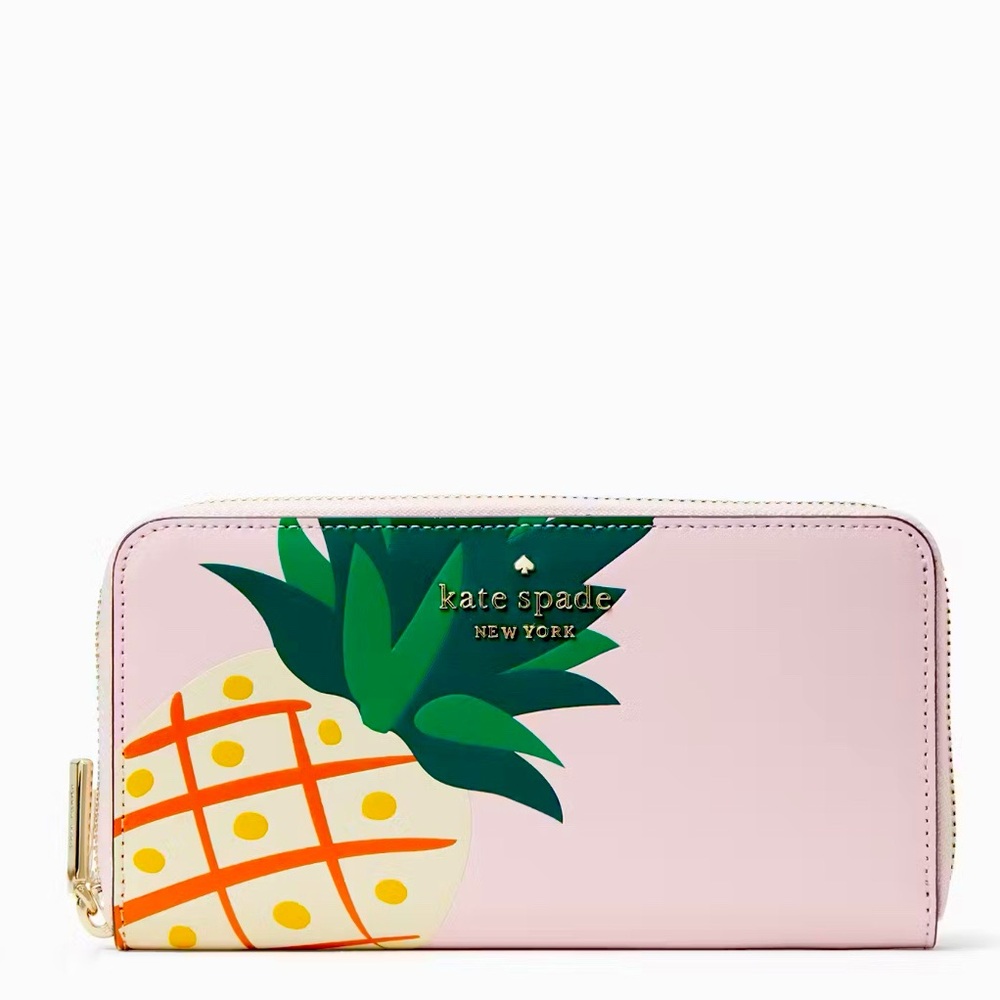 Kate spade 🍍✨Pineapple large zip around continental wallet NWT